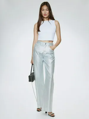 Джинсы SELA Wide Leg Металлик, серебристый, арт. 42301