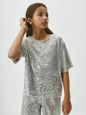 Топ SELA с пайетками, серебристый, арт. 42308