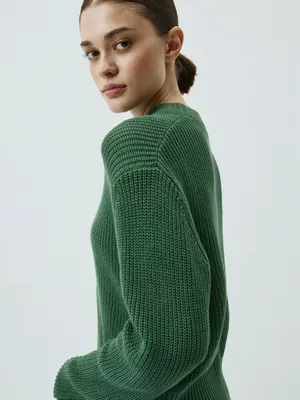 Базовый вязаный джемпер Sela, зеленый, арт. 42321