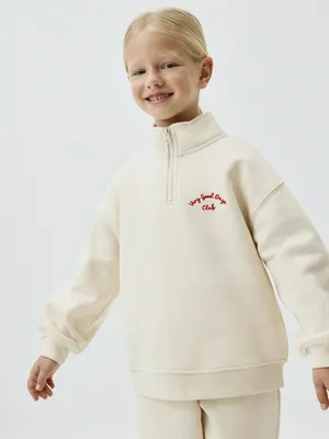 Свитшот SELA трикотажный с воротником-стойкой для девочек, бежевый, арт. 42324