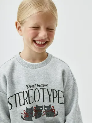 Свитшот SELA для девочек, серый, арт. 42325
