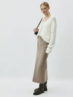 Юбка-карандаш Sela с разрезом, бежевый, арт. 42327