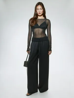 Брюки Sela прямые вискозный сатин, черный, арт. 42330