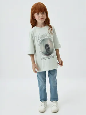 Утепленные джинсы Mom fit для девочек SELA, голубой, арт. 42349