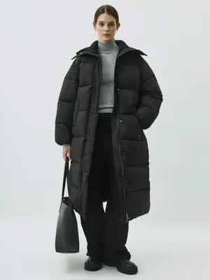 Пальто SELA стеганое с вязаным воротником, черный, арт. 42367
