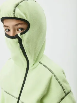 Флисовая толстовка SELA с капюшоном-балаклавой для девочек, зеленый, арт. 42375