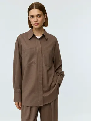 Оверсайз рубашка SELA, коричневый, арт. 42415
