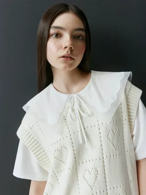 Вязаный жилет Sela оверсайз, бежевый, арт. 42427