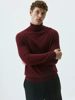 Водолазка Sela из мериносовой шерсти премиум качества, бордовый, арт. 42428
