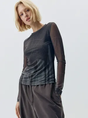 Лонгслив SELA из сетки, серый, арт. 42431