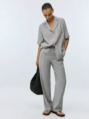 Свободные брюки Sela из смесовой вискозы, серый, арт. 42436