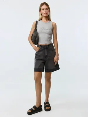 Джинсовые шорты SELA с отворотами, серый, арт. 42437