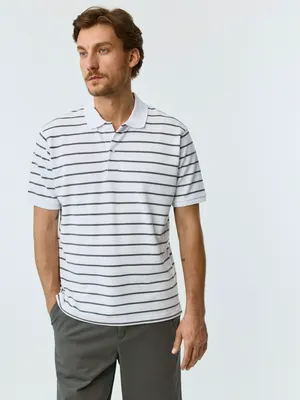 Поло SELA REGULAR FIT в полоску, белый, арт. 42456