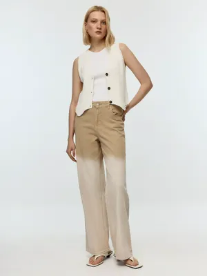 Джинсы SELA Wide Leg с градиентным эффектом, бежевый, арт. 42457