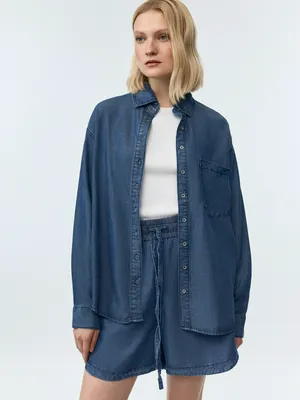 Джинсовая рубашка Sela оверсайз, синий, арт. 42466