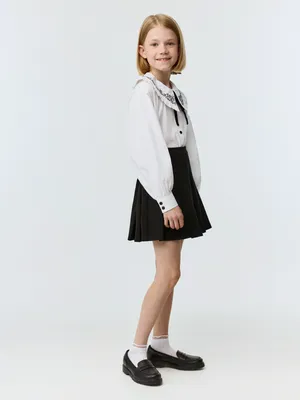 Юбка SELA в складку для девочек, черный, арт. 42469
