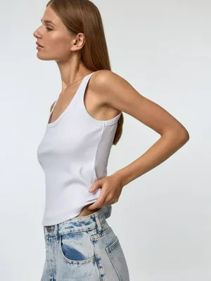 Топ SELA в рубчик с эффектом металлик, серебристый, арт. 42474