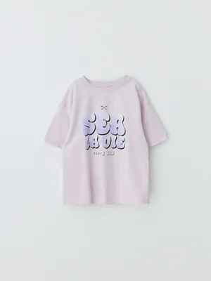 Футболка оверсайз SELA с принтом, фиолетовый, арт. 42480