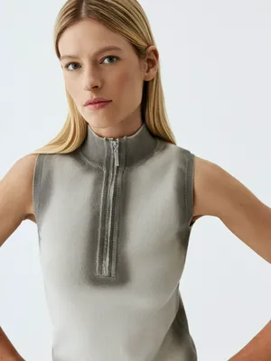 Топ Sela вязаный с эффектом спрея, серый, арт. 42487