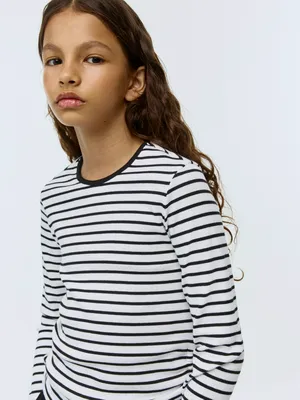 Трикотажный лонгслив в полоску Sela, разноцветный, арт. 42491