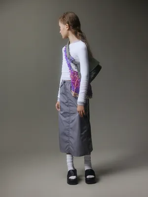 Юбка миди Sela с жатым эффектом, серый, арт. 42505