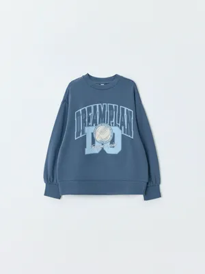 Свитшот Sela с принтом для девочек, синий, арт. 42506