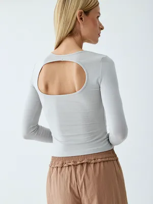 Лонгслив SELA из модала с вырезом по спинке, серый, арт. 42508