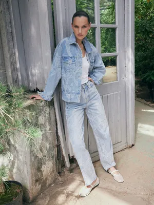 Джинсы Sela Balloon Fit с цветочным декором, голубой, арт. 42512