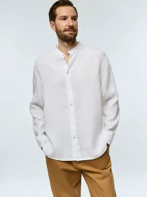 Рубашка SELA Льняная оверсайз, белый, арт. 42539