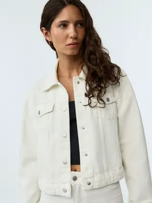 Джинсовая куртка Sela укороченная с потертостями, белый, арт. 42550