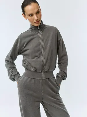 Толстовка SELA оверсайз с эффектом стирки, серый, арт. 42554