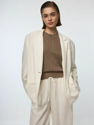 Жакет SELA оверсайз изо льна, бежевый, арт. 42555