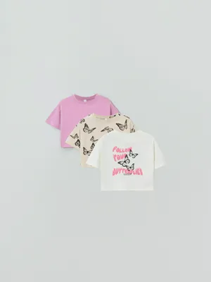 Набор из 3 футболок для девочек SELA, разноцветный, арт. 42563