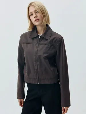 Куртка SELA укороченная с отложным воротником, коричневый, арт. 42575