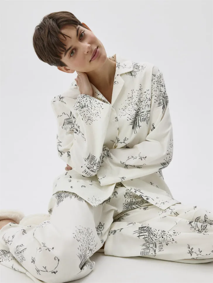 Хлопковая пижама с принтом, разноцветный, арт. 4268