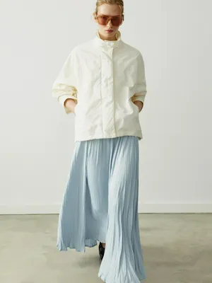 Юбка SELA миди жатая, голубой, арт. 42800