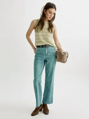 Джинсы Sela прямые с необработанным низом, голубой, арт. 42814