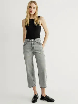 Джинсы Sela укороченные объемные со средней посадкой, серый, арт. 42815