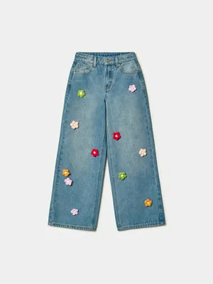 Джинсы Sela Baggy с декором для девочек, разноцветный, арт. 42819