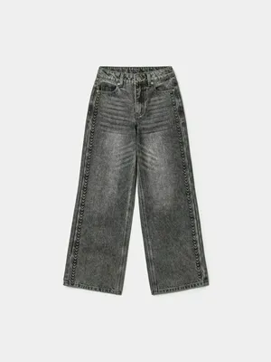 Джинсы Sela широкие с рельефным узором, серый, арт. 42822