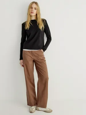 Sela Прямые брюки из хлопка с тенселем, коричневый, арт. 42832