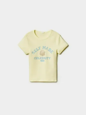 Облегающая футболка SELA с принтом для девочек, желтый, арт. 42834