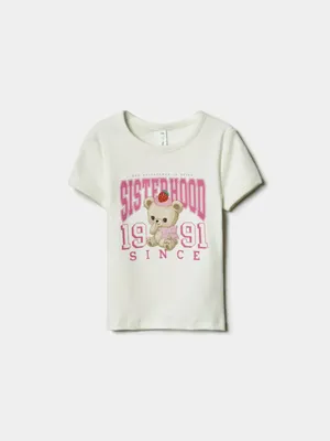 Футболка Sela с принтом для девочек, белый, арт. 42835