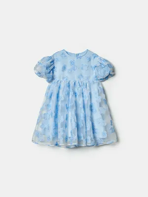 Платье Sela нарядное для девочек с пышными рукавами, голубой, арт. 42844