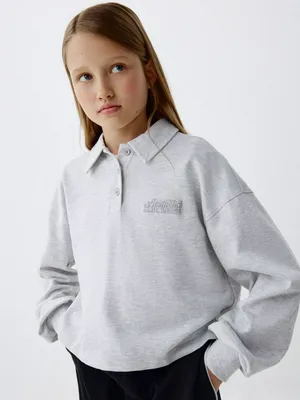 Укороченное поло с длинным рукавом для девочек, арт. 4285