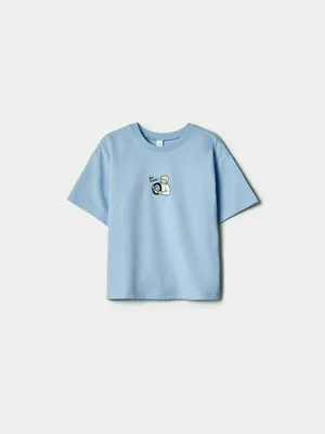 Футболка SELA оверсайз с принтом, голубой, арт. 42852