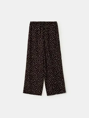 Брюки SELA широкие для девочек из сатиновой вискозы, коричневый, арт. 42859