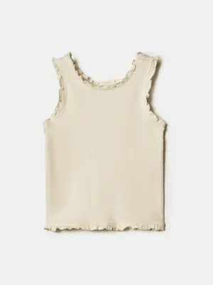 Майка Sela с оборками для девочек, бежевый, арт. 42862