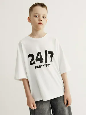 Футболка оверсайз SELA с принтом, белый, арт. 42868