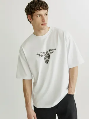 Футболка оверсайз с принтом SELA, белый, арт. 42875